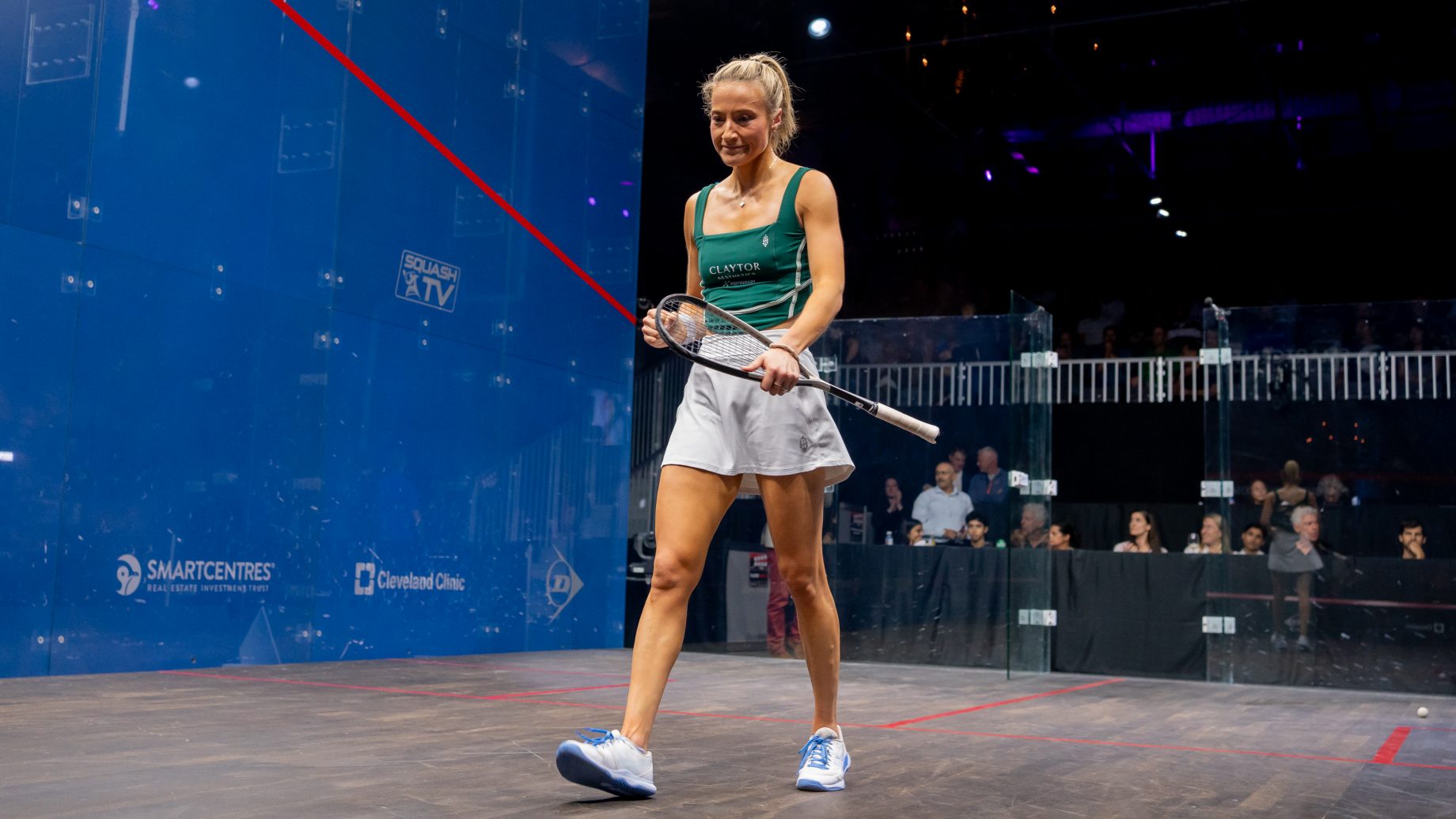 Olivia Weaver in action at the PSA Squash Tour Finals.
