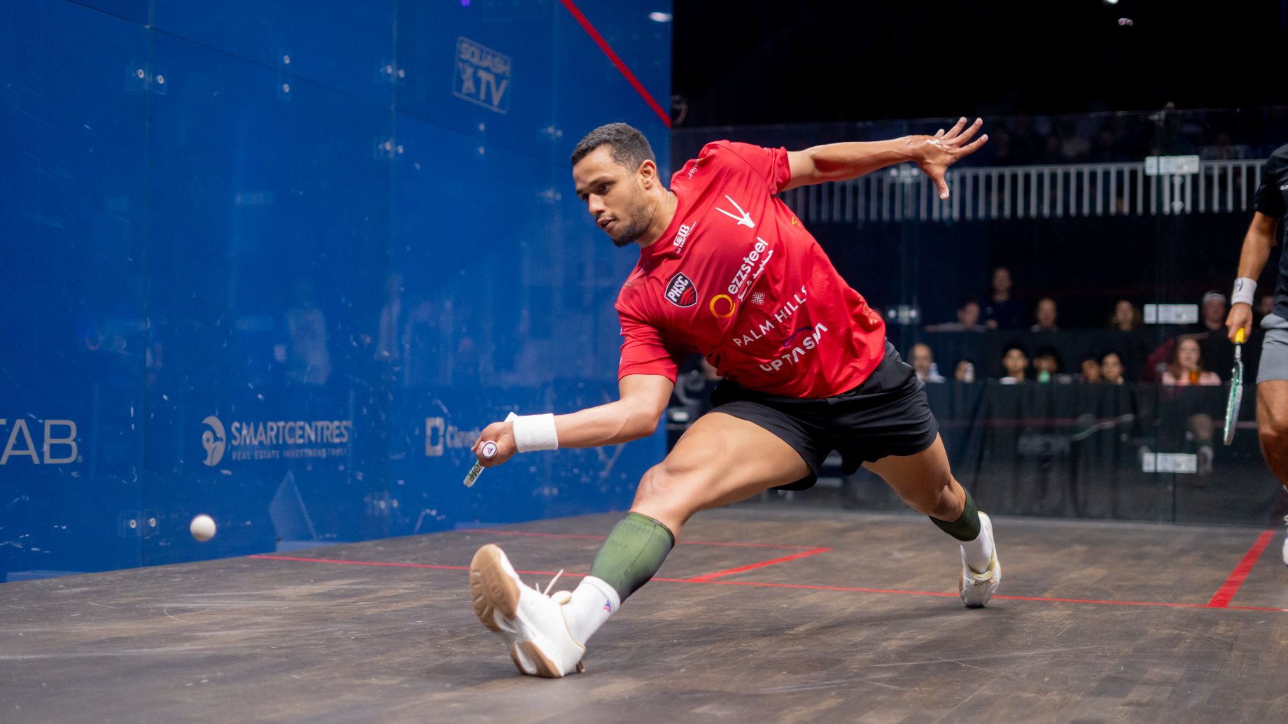 Mostafa Asal in action during the PSA Squash Tour Finals.