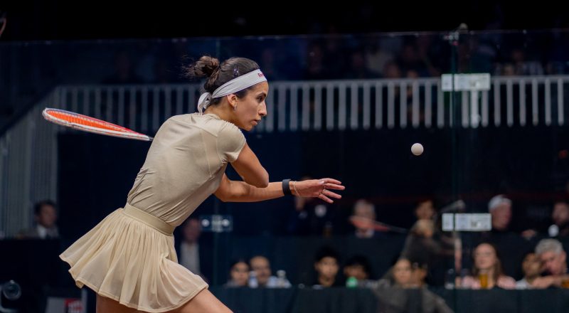 Nouran Gohar in action during the PSA Squash Tour Finals.