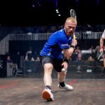 Joel Makin takes on Diego Elias during the PSA Squash Tour Finals.