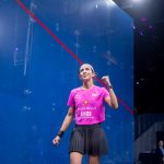 Nouran Gohar in action during the PSA Squash Tour Finals.