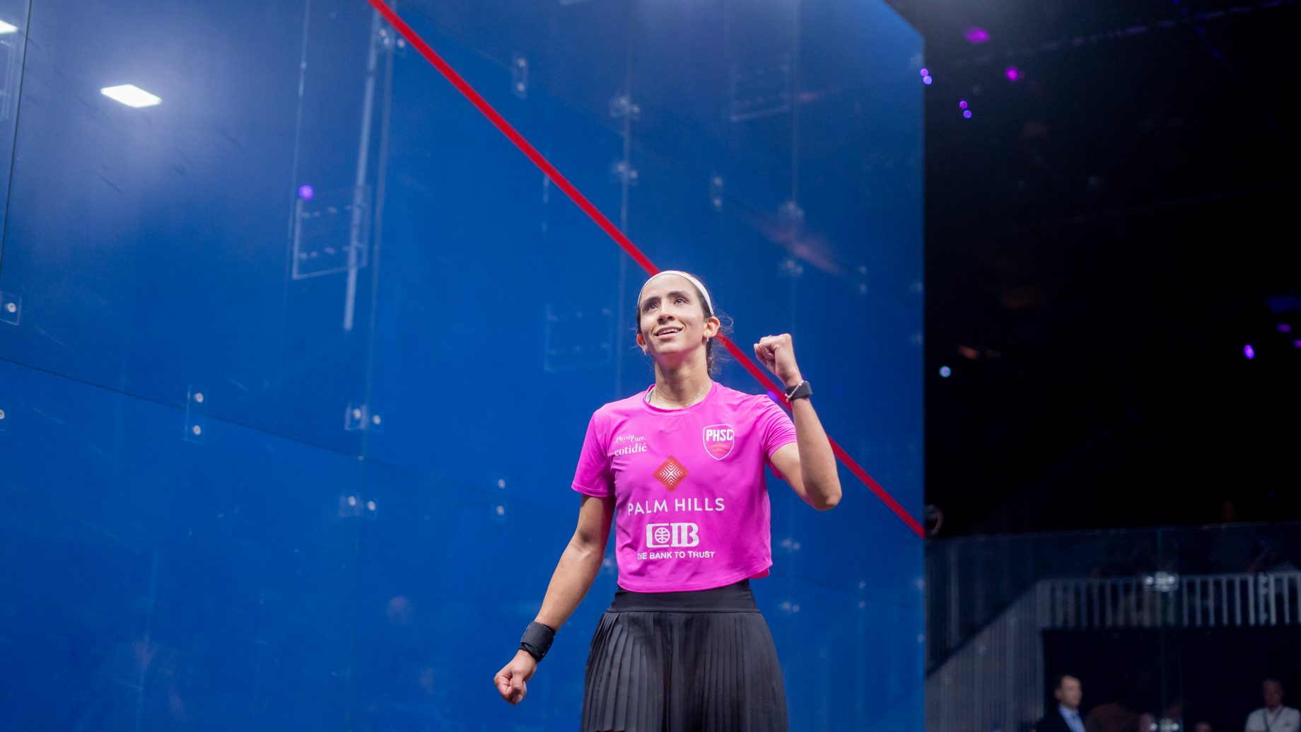 Nouran Gohar in action during the PSA Squash Tour Finals.