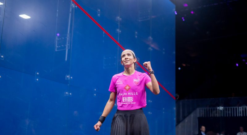 Nouran Gohar in action during the PSA Squash Tour Finals.