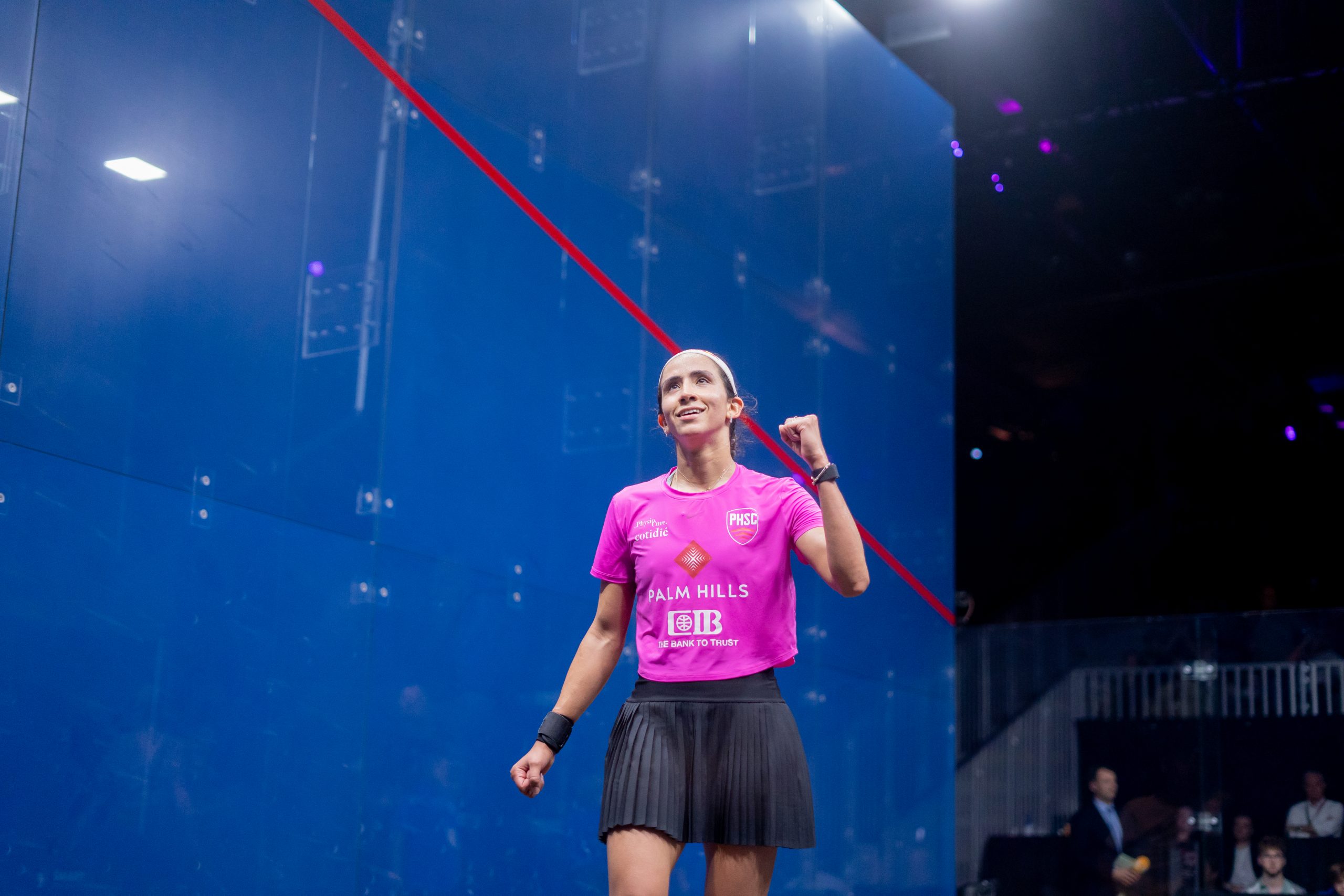 Nouran Gohar in action during the PSA Squash Tour Finals.