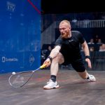 Joel Makin in action during the PSA Squash Tour Finals.